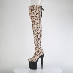 Pleaser FLAMINGO-3008SP-BT Tan Brown Snake Print Black