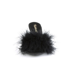 Fabulicious BELLE-301F Black Vegan Low Heeled Mules