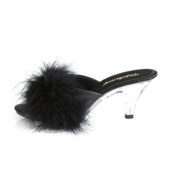 Fabulicious BELLE-301F Black Vegan Low Heeled Mules
