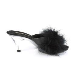 Fabulicious BELLE-301F Black Vegan Low Heeled Mules