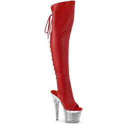 Pleaser SPECTATOR-3019 Red Vegan Leather Transparent