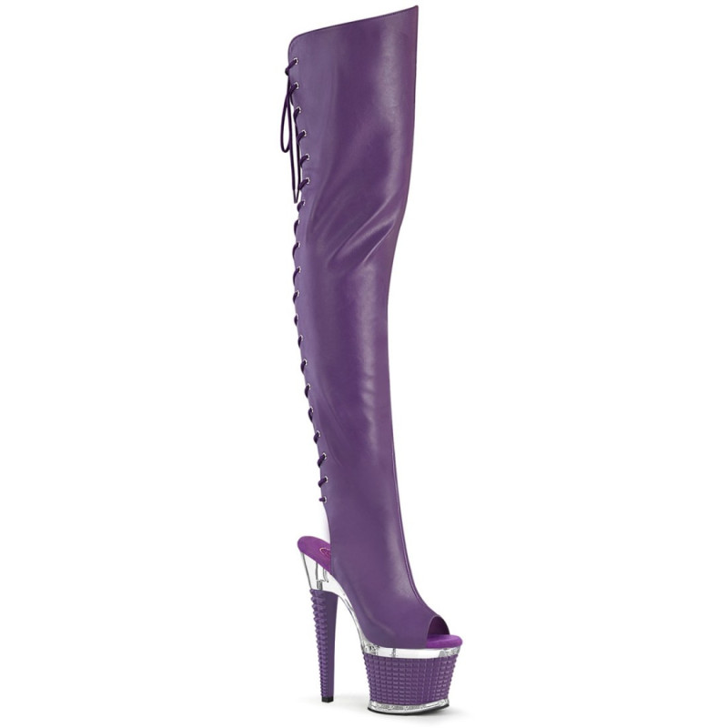 Pleaser SPECTATOR-3030 Purple Vegan Leather Transparent