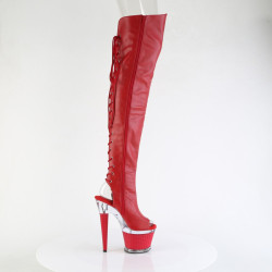 Pleaser SPECTATOR-3030 Red Vegan Leather Transparent