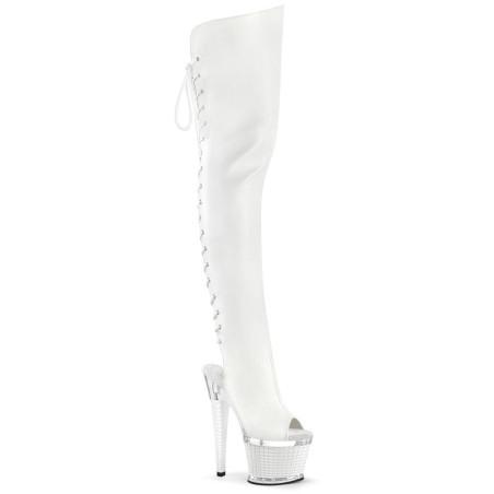 Pleaser SPECTATOR-3030 White Vegan Leather Transparent