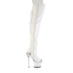 Pleaser SPECTATOR-3030 White Vegan Leather Transparent
