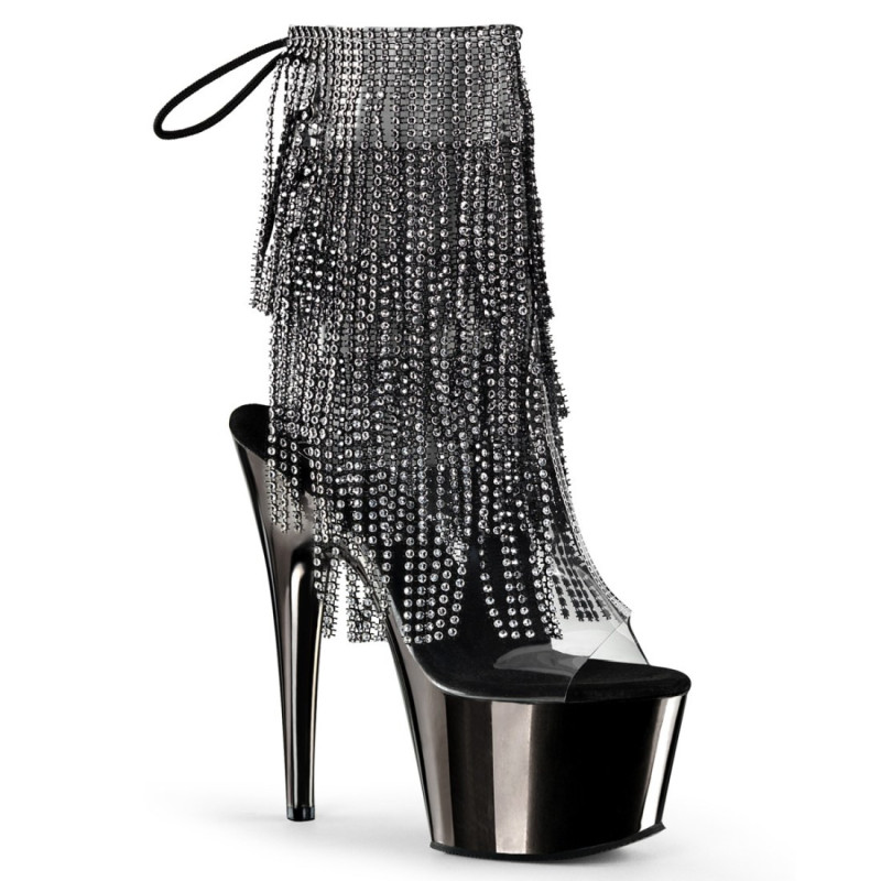 Pleaser ADORE-1017RSF Transparent Black Pewter Chrome