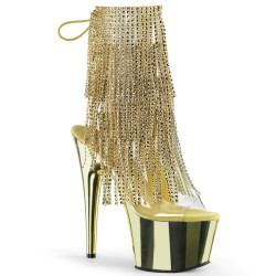 Pleaser ADORE-1017RSF Transparent Gold Chrome Boots