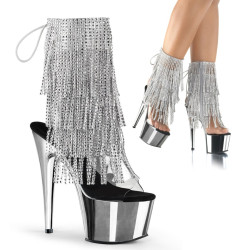 Pleaser ADORE-1017RSF Transparent Silver Chrome Boots