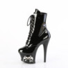 Pleaser MOON-1020SK Black Patent Pewter Ankle Boots