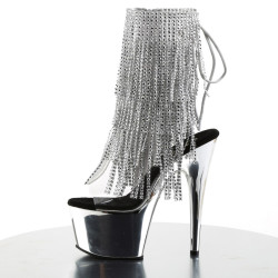 Pleaser ADORE-1017RSF Transparent Silver Chrome Boots