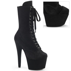 Pleaser ADORE-1045VEL Black Velvet Women Ankle Boots