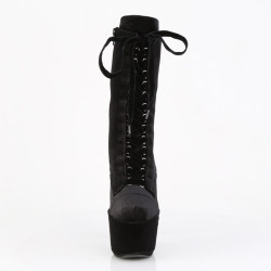 Pleaser ADORE-1045VEL Black Velvet Women Ankle Boots