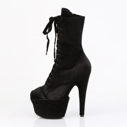 Pleaser ADORE-1045VEL Black Velvet Women Ankle Boots