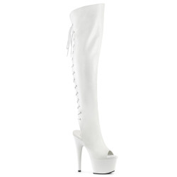 Pleaser ADORE-3019 White Platform Over The Knee Boots