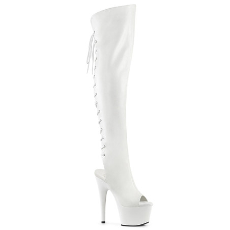 Pleaser ADORE-3019 White Platform Over The Knee Boots