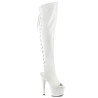 Pleaser ADORE-3019 White Platform Over The Knee Boots