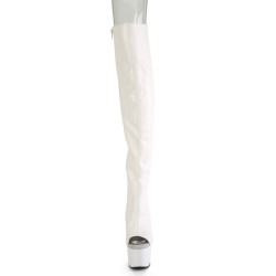 Pleaser ADORE-3019 White Platform Over The Knee Boots