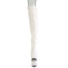 Pleaser ADORE-3019 White Platform Over The Knee Boots