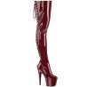Pleaser ADORE-3063 Burgundy Laced Platform Overknee Boots
