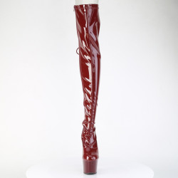 Pleaser ADORE-3063 Burgundy Laced Platform Overknee Boots