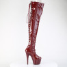 Pleaser ADORE-3063 Burgundy Laced Platform Overknee Boots