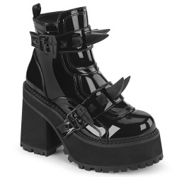 Demonia ASSAULT-72 Black Patent Platform Women Boots