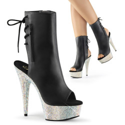 Pleaser BEJEWELED-1018DM-6 Black Vegan Leather Silver