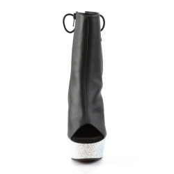 Pleaser BEJEWELED-1018DM-6 Black Vegan Leather Silver