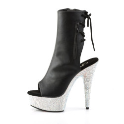 Pleaser BEJEWELED-1018DM-6 Black Vegan Leather Silver