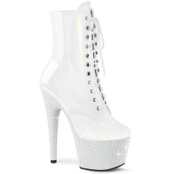 Pleaser BEJEWELED-1020-7 White Hologram Patent Strass