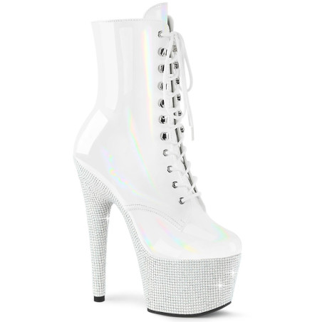 Pleaser BEJEWELED-1020-7 White Hologram Patent Strass