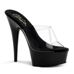Pleaser DELIGHT-601 Transparent Black Mules Women