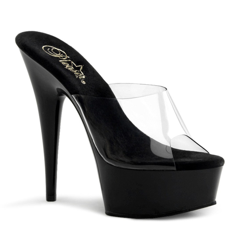 Pleaser DELIGHT-601 Transparent Black Mules Women