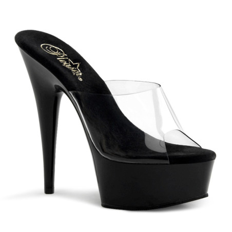 Pleaser DELIGHT-601 Transparent Black Mules Women