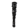Pleaser COURTLY-3011 Black Sequins Thigh High Boots