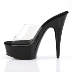 Pleaser DELIGHT-601 Transparent Black Mules Women