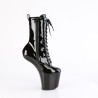 Pleaser CRAZE-1040 Black Patent High Heeled Ankle Boots