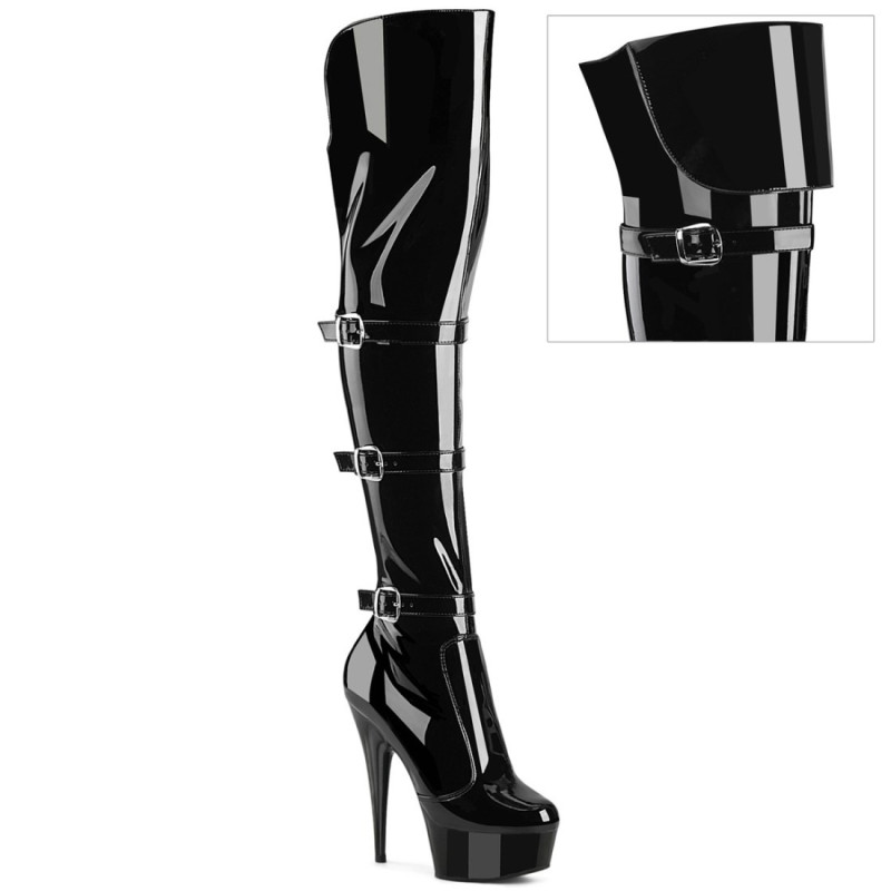 Pleaser DELIGHT-3018 Platform Overknee Buckle Boots Pleaser DELIGHT-3018 Platform Overknee Buckle Boots