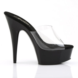 Pleaser DELIGHT-601 Transparent Black Mules Women