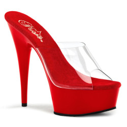 Pleaser DELIGHT-601 Transparent Red Heeled Mules Women