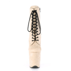 Pleaser FLAMINGO-1020FS Beige Vegan Suede Ankle Boots