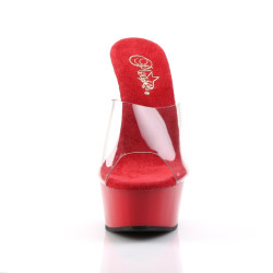 Pleaser DELIGHT-601 Transparent Red Heeled Mules Women
