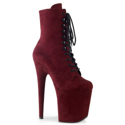 Pleaser FLAMINGO-1020FS Burgundy Vegan Suede Ankle Boots