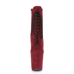 Pleaser FLAMINGO-1020FS Burgundy Vegan Suede Ankle Boots