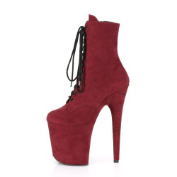 Pleaser FLAMINGO-1020FS Burgundy Vegan Suede Ankle Boots