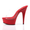 Pleaser DELIGHT-601 Transparent Red Heeled Mules Women