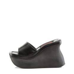 Demonia PACE-01 Black Vegan Platform Wedge Mules Women