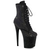 Pleaser FLAMINGO-1020RM Black Vegan Suede Strass Mesh
