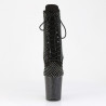 Pleaser FLAMINGO-1020RM Black Vegan Suede Strass Mesh