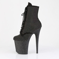 Pleaser FLAMINGO-1020RM Black Vegan Suede Strass Mesh